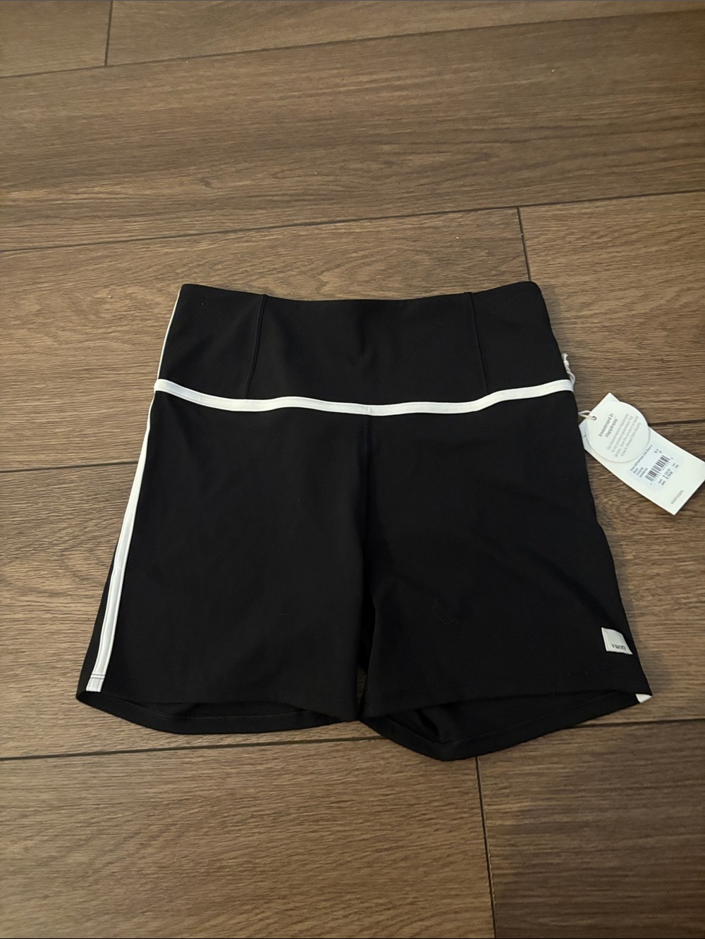 Vuori Black Athletic Shorts with White Piping